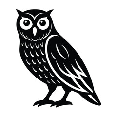 Snowy owl silhouette vector icon
