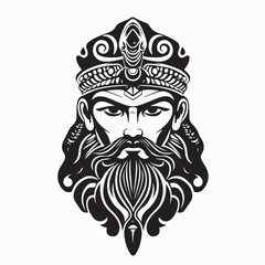 Mythology God Marduk Vintage Style Vector Art on white background