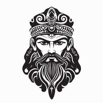 Mythology God Marduk Vintage Style Vector Art on white background