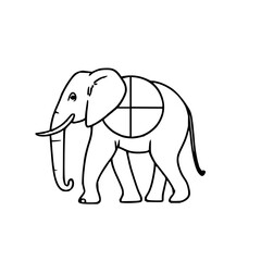 Fototapeta premium Silhouette of an Elephant Carrying a Divided Circl