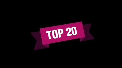 Top 20 - text colorful label on white background. Motion graphics. - Powered by Adobe
