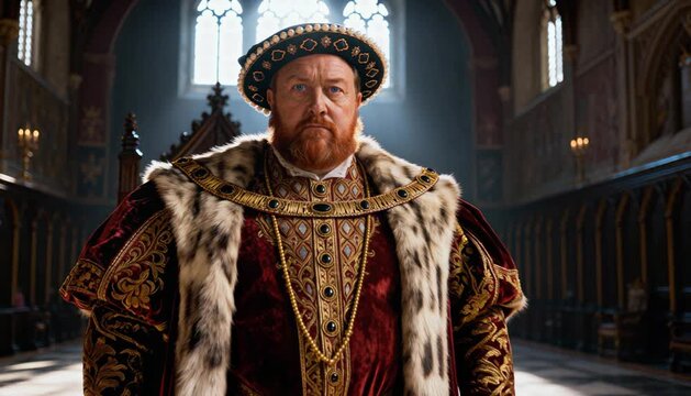 King Henry VIII Standing &ndash; Elegant Lateral Push-In in Tudor Hall