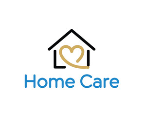 Home care logo, featuring a house and heart design, symbolizing love and support for inhome healthcare services and assistance