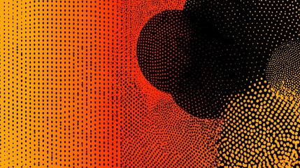 The abstract halftone background consists of different dots.