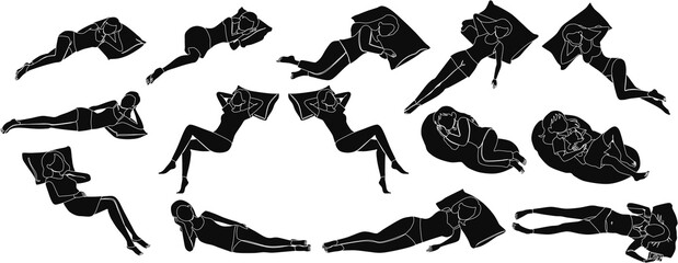 昼寝をする女性のイラスト