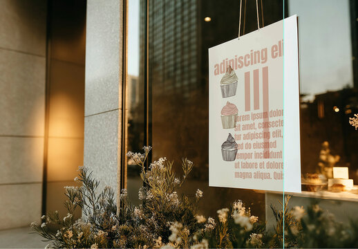 Hanging Window Sign Mockup