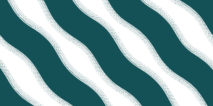 Abstract teal and white wavy pattern with dotted lines creating a modern and stylish background design