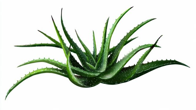 Close up of a vibrant green aloe vera plant with spiky leaves isolated on a white background - Powered by Adobe