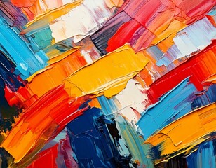 Abstract oil painting, colorful vibrant color brush strokes background, wallpaper 