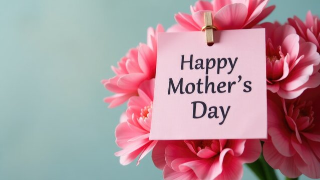 A single pink flower with a handwritten note attached to its stem