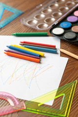 Naklejka premium Close-Up of Pastels and Watercolors