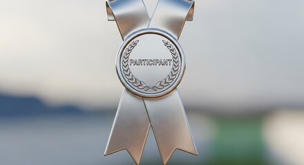Silver Participant Award Ribbon with Laurel Wreath