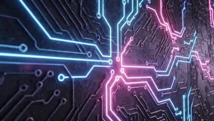 national science fiction day futuristic circuit board glowing data lines