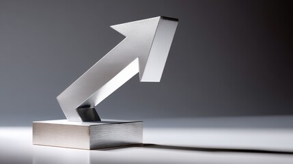 Minimalist white arrow pointing upward on clean background, representing modern business progress