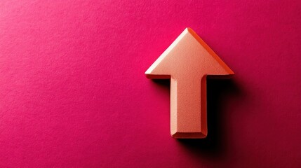 Paper cut-out arrow pointing upward on bold colored background for a playful business concept