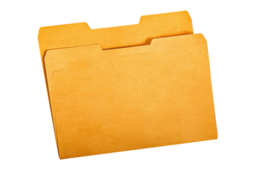 Two manila file folders stacked on black background paper office, Isolated On Transparent Background, Png Cut Out