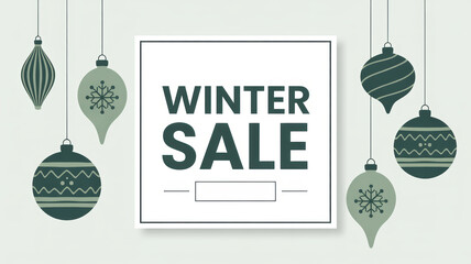 Winter Sale announcement with elegant ornaments, perfect for seasonal promotions, holiday offers, and festive business marketing