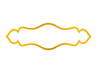 Elegant Arabic gold decorative text frame – Refined gold banner outline with smooth curves, ideal for posters, invitations, greeting cards, product labels, packaging, and Middle Eastern branding.