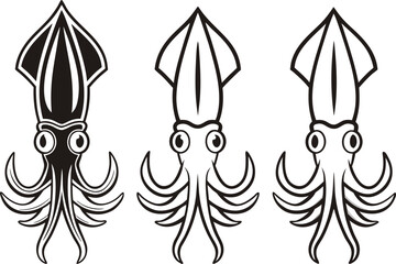 Cuttlefish Set Outline Illustration. Cuttlefish Outline Art Collection. Marine Cuttlefish Design Set. Ocean Cuttlefish Line Art. Underwater Cuttlefish Drawing Pack. Sea Cuttlefish Outline Series