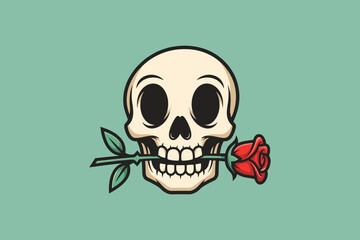 Fototapeta premium Skull with a Rose in its Mouth.