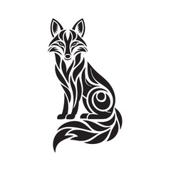 Tribal Fox Silhouette Stylized Animal Tattoo Design
