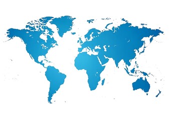 Fototapeta premium World map in blue, showing continents and oceans