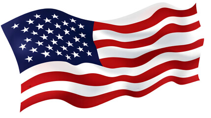 Obraz premium Waving american flag isolated on transparent background, a symbol of freedom and independence day