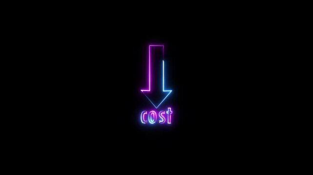 Cost reduction strategy neon sign showing percentage decrease concept