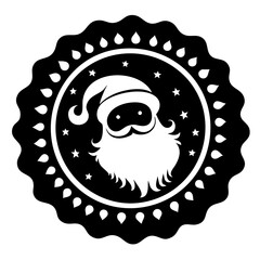 Christmas Stamp With Santa Solid Icon