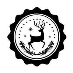 Christmas Stamp With Reindeer Solid Icon