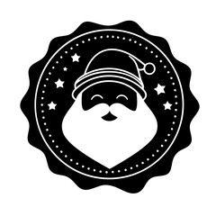 Christmas Stamp With Santa Solid Icon