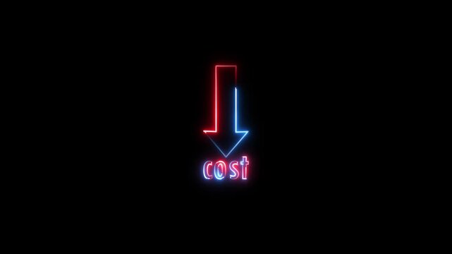 Cost reduction strategy neon sign showing percentage decrease concept