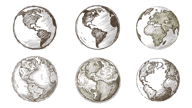 Dotted Earth Globes and Abstract Patterns Set
