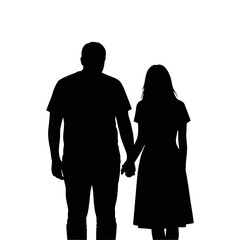 The silhouette of a couple holding hands