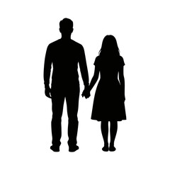 The silhouette of a couple holding hands