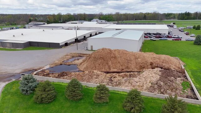 Manure pile and organic waste storage at University of Findlay Animal Science Barns, Western Equestrian Farm, Findley, Ohio, USA