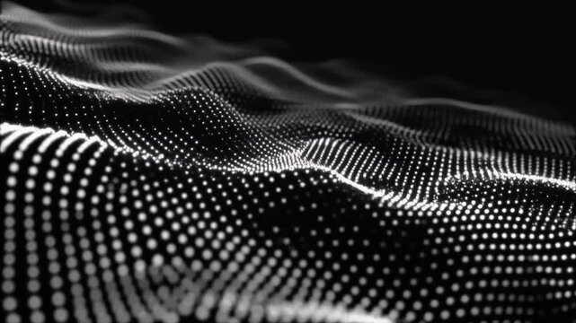 Abstract and technology dots white wave background loop . Dot pattern with halftone effect