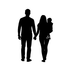Silhouette of a married couple with their child