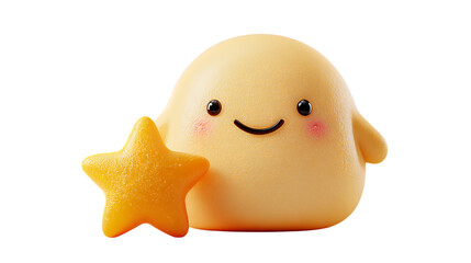 cute chubby emoji holding a mini star