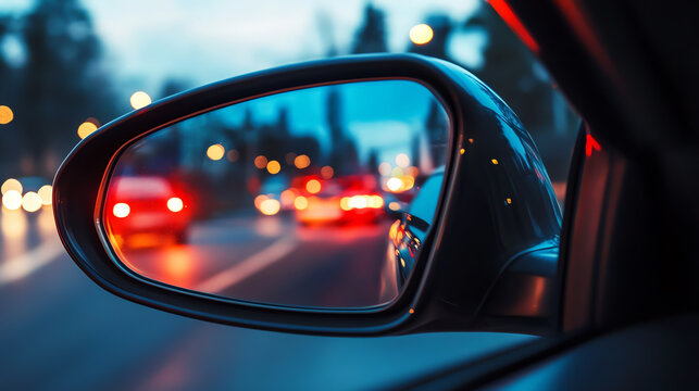 Wideangle mirror reflections with clean markers, beginner driver, mirror usage training