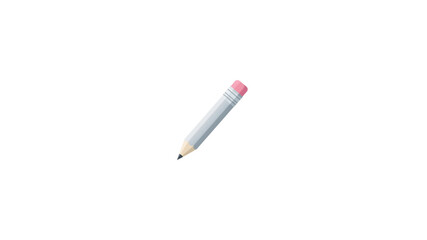 Grey pencil with pink eraser on white background