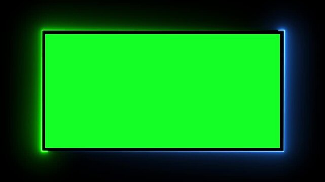 Glowing Neon Frame with Green Screen Background