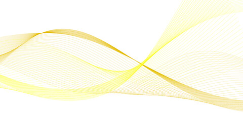 Golden wavy curve line with digital future technology concept background. Line art striped graphic template, banner background. Vector illustration.	