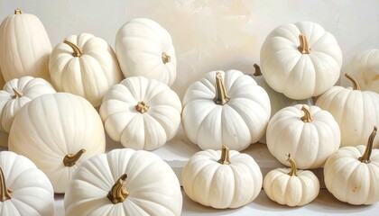 Elegant White Pumpkins - A Harvest of Autumnal Beauty.