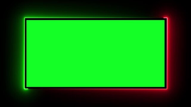 Glowing Neon Frame with Green Screen Background