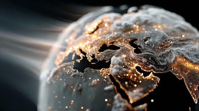 Global network connectivity illuminating Earth with vibrant data streams, representing digital connections and a modern world.