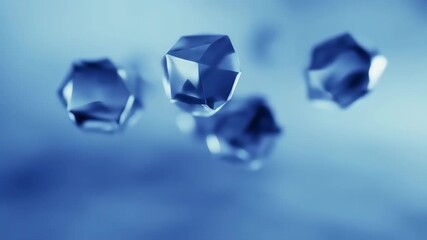Close-up of multiple,faceted, crystalline shapes in a muted blue tone - Powered by Adobe
