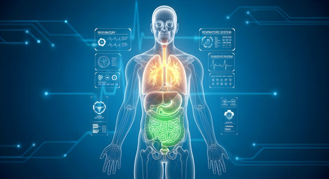 Human Anatomy Visualization with Organ Systems on Digital Display