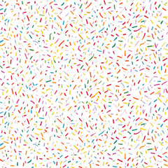 Colorful candy sprinkles seamless pattern. Vector background for party, birthday, and dessert design. Fun confetti illustration.