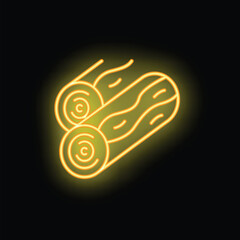 Neon sign representing two logs of wood, creating a warm and inviting ambiance